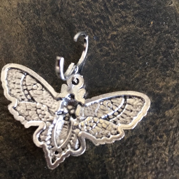 NWT gothic witchy whimsygoth moth with human skull dangle earrings in silvertone - Picture 6 of 7